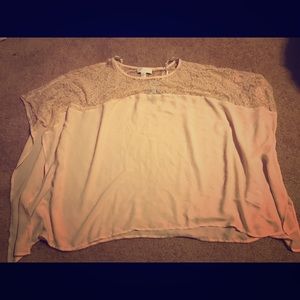 Forever 21+ Batwing Lace Yoke Pink Top 1X